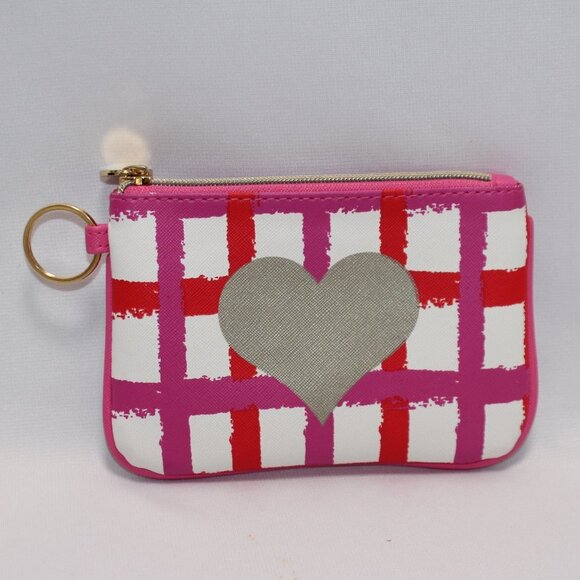 Dabney Lee Key Ring Plaid and Silver Heart Coin Purse - Picture 1 of 6